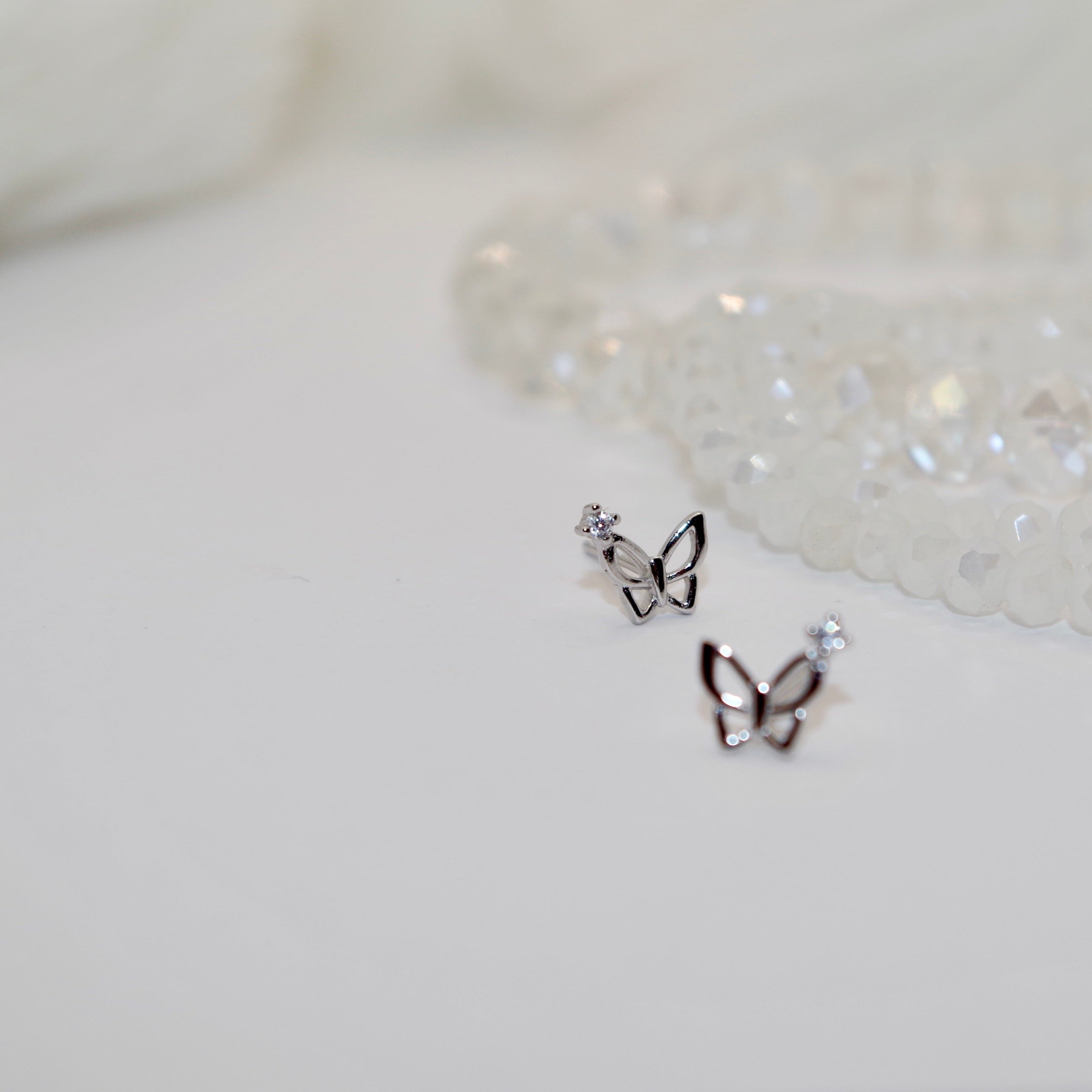 925 Sterling Silver Butterfly Earrings w/ Pavé Crystals | Lo-fi by Oomiay –  Oomiay Jewelry